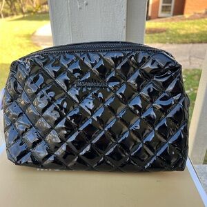 MZ Wallace Black Lacquer Quilted Cosmetic Bag